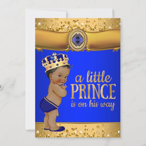 Royal Blue Gold Prince Baby Shower Invitation