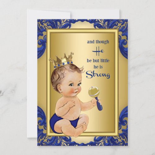 Royal Blue Gold Prince Baby Shower Invitation