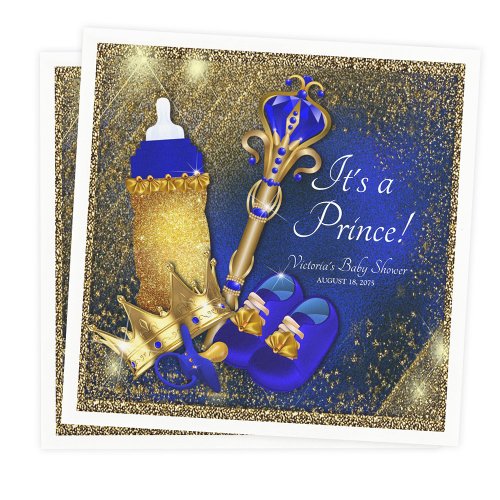 Royal Blue Gold Prince Baby Shower Napkins