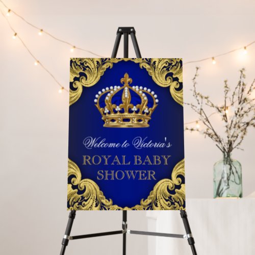 Royal Blue Gold Prince Baby Shower Sign