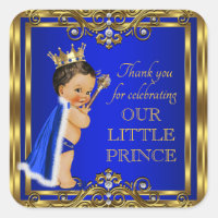 Royal Blue Gold Prince Baby Shower Stickers