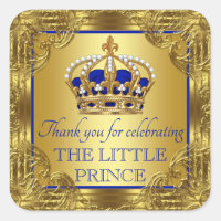 Royal Blue Gold Prince Baby Shower Stickers