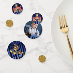 Royal Blue Gold Prince Birthday Confetti