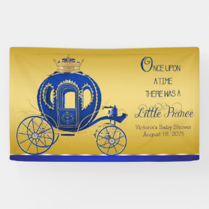 Royal Blue Gold Prince Carriage Baby Shower Banner