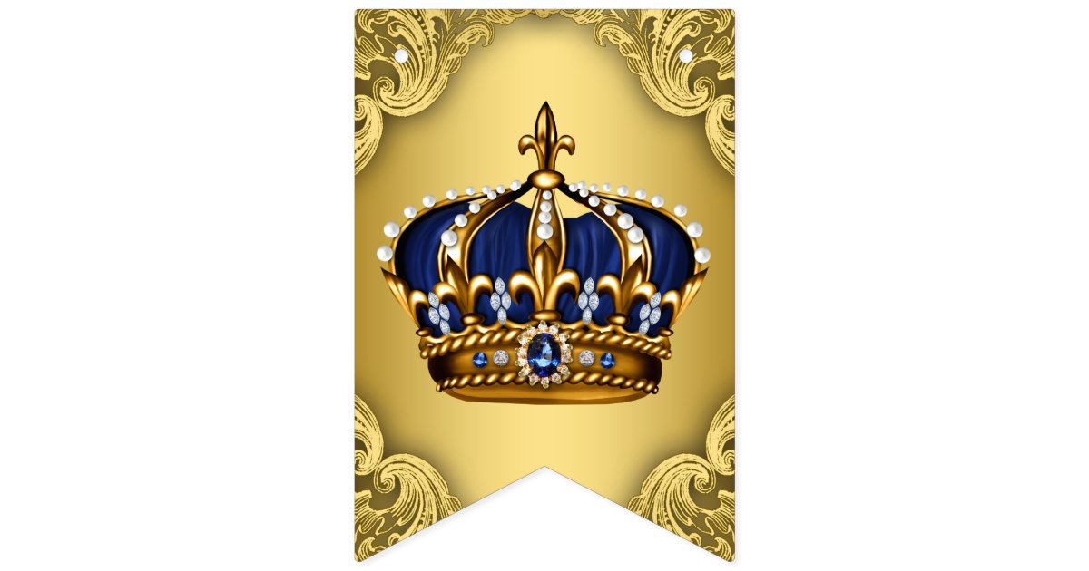 Royal Blue Gold Prince Crown Baby Shower Bunting Flags Zazzle Com