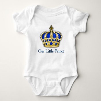 Royal Blue Gold Prince Crown Prince Baby Boy Baby Bodysuit by BabyCentral at Zazzle