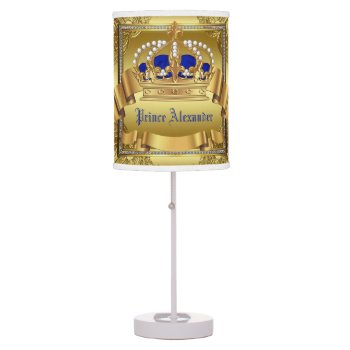 Royal Blue Gold Prince Crown Table Lamp by BabyCentral at Zazzle