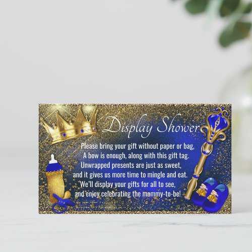 Royal Blue Gold Prince Display Shower Enclosure Card