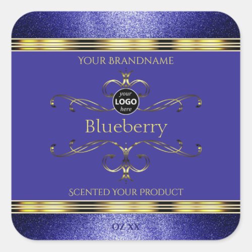Royal Blue Gold Product Labels Glitter Border Logo