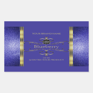 Royal Blue Gold Product Labels Glitter Border Logo