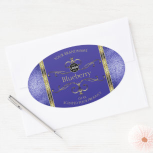 Royal Blue Gold Product Labels Glitter Border Logo