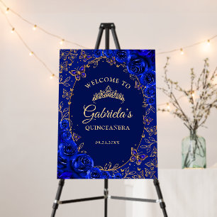 Royal Blue Gold Quinceanera Welcome Foam Board
