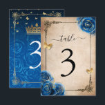 Royal Blue Gold Roses Table Number Cards<br><div class="desc">Easily create your own unique, elegant table number cards using on a vintage parchment paper DIY template that is simple and easy to personalize. The rustic design hand illustrated by Raphaela Wilson features aged old paper beautifully decorated with royal blue roses accented in yellow gold sparkle. Butterfly confetti can be...</div>