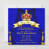 Royal Blue Gold Royal Red Crown Prince Baby Shower Invitation (Front)