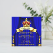 Royal Blue Gold Royal Red Crown Prince Baby Shower Invitation (Standing Front)
