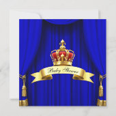 Royal Blue Gold Royal Red Crown Prince Baby Shower Invitation (Back)