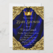 Royal Blue Gold Satin Prince Baby Shower Invitation (Back)
