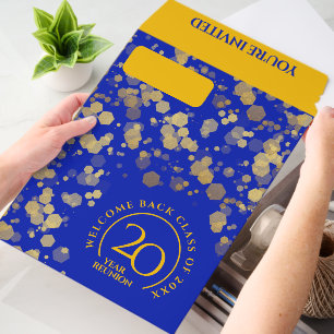 Royal Blue & Gold School Class Reunion Envelope Mailers