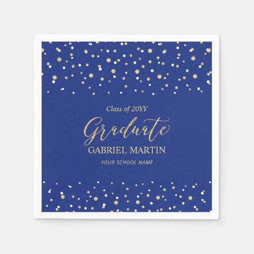 Royal Blue Gold School Graduation Ceremony Party  Napkins