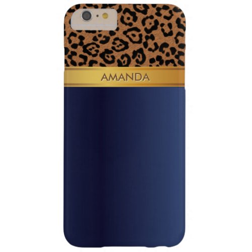 Royal Blue Gold Stripe Leopard iPhone 6 Plus Case