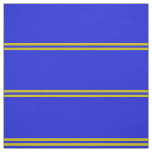 Royal blue, gold striped design fabric