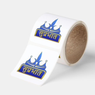 Royal Blue Gold Suprabhat Morning Greeting Square Sticker