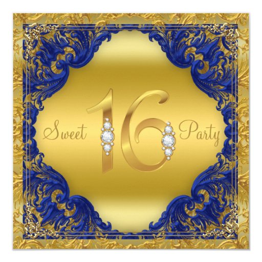 Royal Blue Sweet 16 Invitations 3