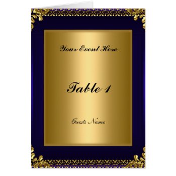 Royal Blue Gold Table Placement Card Menu by invitesnow at Zazzle