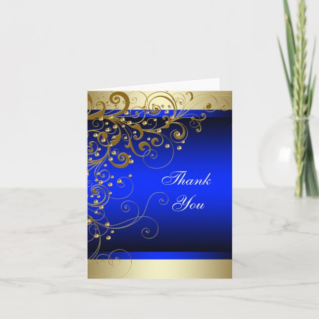Royal Blue Gold Thank You Cards (Front)