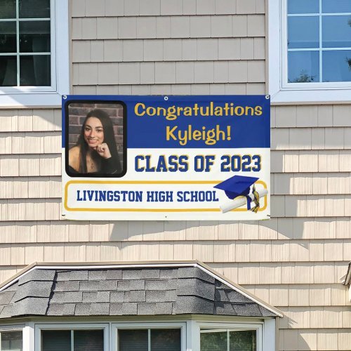 Royal Blue  Gold Vinyl Graduation Banner