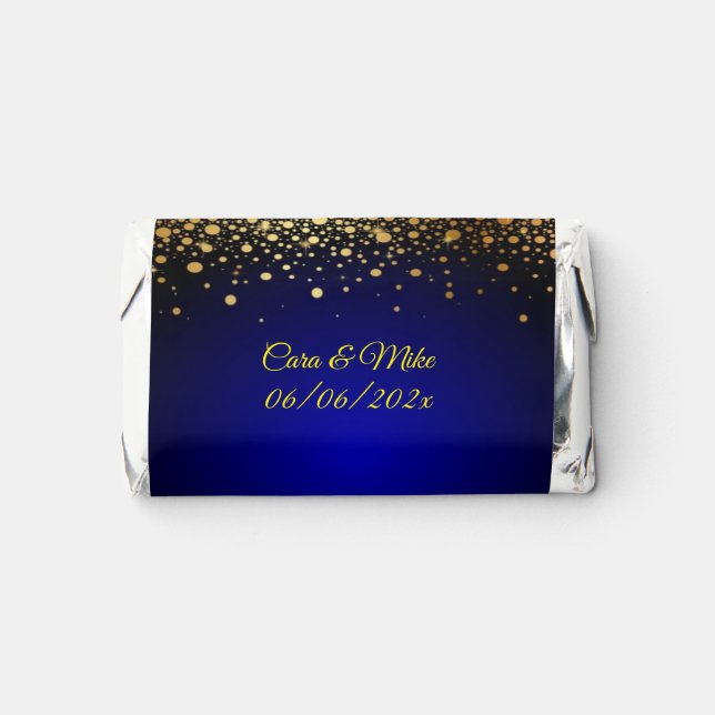 Royal Blue Gold wedding candy  Hershey's Miniature Miniatures (Front)