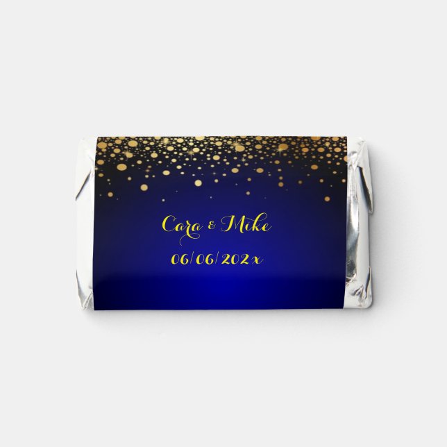 Royal Blue Gold wedding candy  Hershey's Miniature Miniatures (Front)