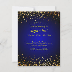 Royal Blue Gold Wedding Invitation