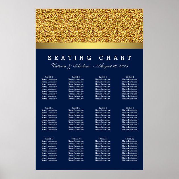 Royal Blue Gold Wedding Seating Chart