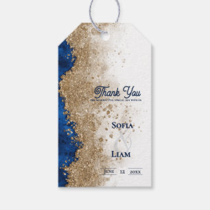 Royal Blue Gold Wedding Thank You Favor Gift Tags