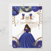 Royal Blue Gold Western Charro 2-Sided Quinceanera Invitation (Front)