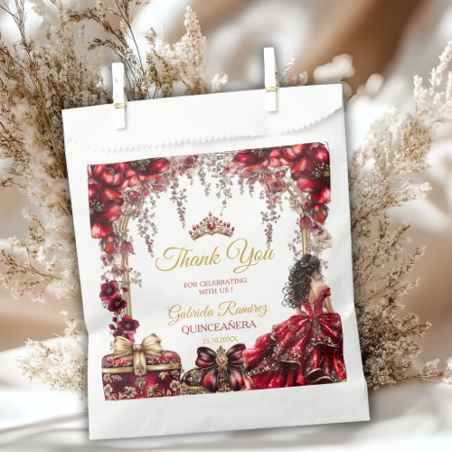 Royal Blue Golden Tiara Floral Quinceañera Favor Bag