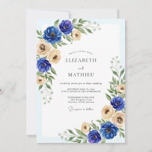 Royal Blue Graceful Spring Wedding Invitation