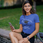 Royal Blue Graduate Custom 2025 School Graduation T-Shirt<br><div class="desc">This classic custom senior graduation t-shirt features chic black typography under a high school or college name for the class of 2025. Customize with your name and year under the lovely calligraphy that reads graduate for a great graduation keepsake tee. Commemorative shirt gift for seniors.</div>