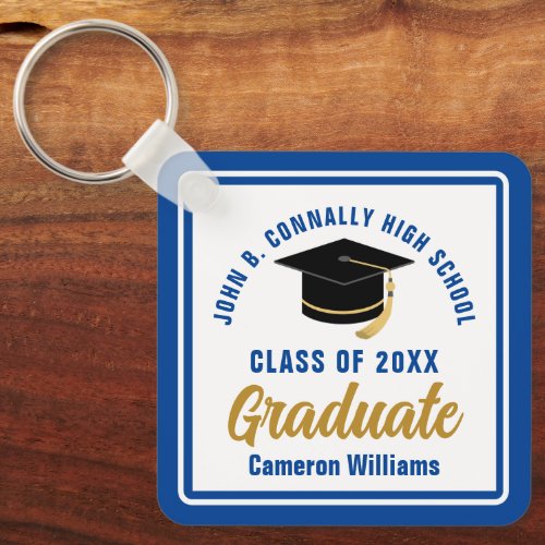 Royal Blue Graduate Personalized Graduation Gift Keychain