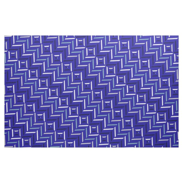 Royal Blue Gray-Blue Silver Navy & White Patterned Fabric (Fat Quarter)