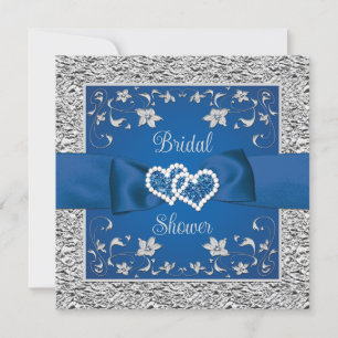 Royal Blue, Gray Love Hearts Bridal Shower