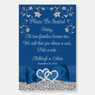 Royal Blue, Gray Love Hearts Wedding Foam Board