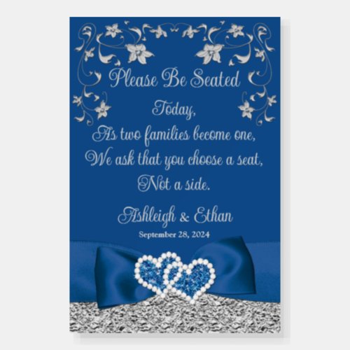 Royal Blue Gray Love Hearts Wedding Foam Board