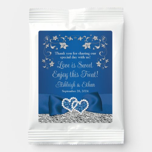 Royal Blue Gray Love Hearts Wedding Hot Chocolate Drink Mix