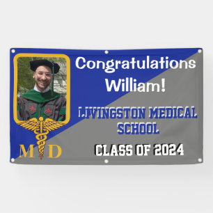 Royal Blue & Gray Medical School Graduation Banner