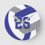 royal blue gray or ANY team colors volleyball Round Clock