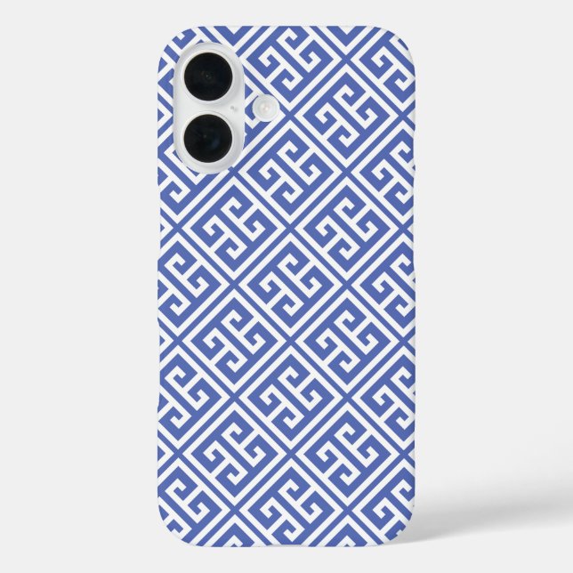 Royal Blue Greek Key Pattern Case-Mate iPhone Case (Back)