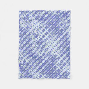 Royal Blue Greek Key Pattern Fleece Blanket