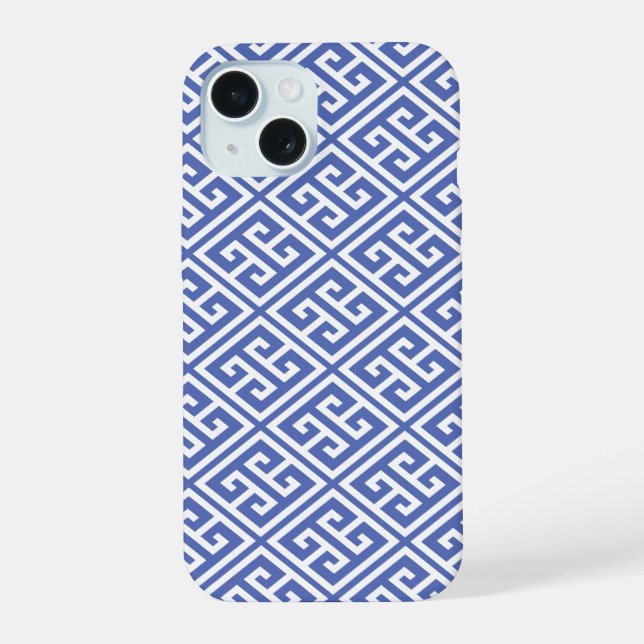 Royal Blue Greek Key Pattern Iphone Case (Back)
